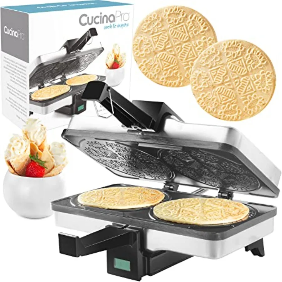 

Устройство для приготовления кримкейков Cucina Pro - 100% антипригарное покрытие, готовит два кримкейка, похожих на печенье пизель, отлично подходит для начинки канноли и конусов.
