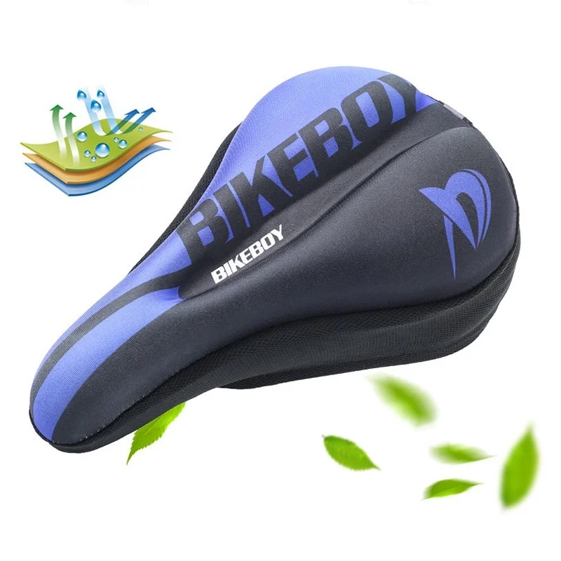 وسادة مقعد الدراجة من نسيج الألياف القابل للتنفس، ناعمة عالية المرونة من السيليكون، غطاء وسادة سرج الدراجة السميك باللون الأرجواني والأزرق #6