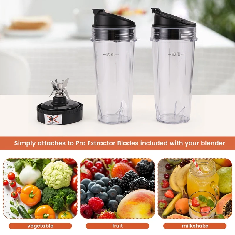 6 Fins Extractor Blades Replacement Parts for BL770 BL780 BL660 Blender, 16 Oz Single Cup Set