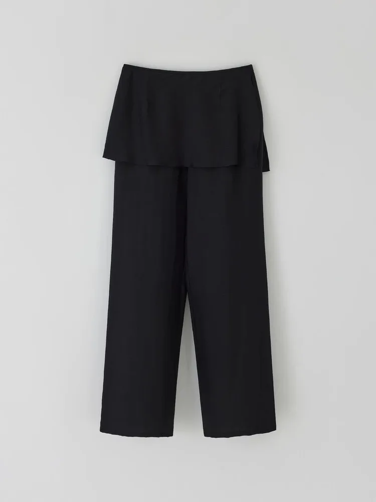 ハイウエスト ドレープ ワイドレッグパンツ レディース デザインセンセーション トラウザーズ フロア丈 カジュアルパンツ 通勤 スタイリッシュ シンプル ファッション