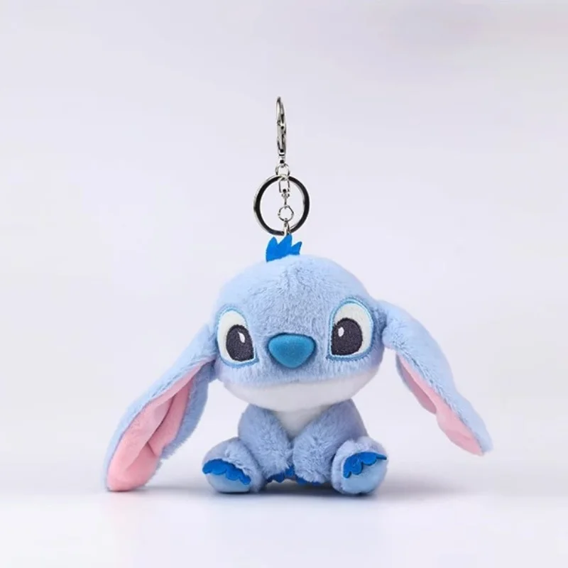 12CM Disney Stitch Plush keychain Kawaii Action Figures Cartoon Backpack Pendant Cute Doll keyring Bag Car Pendant Stuffed Toys