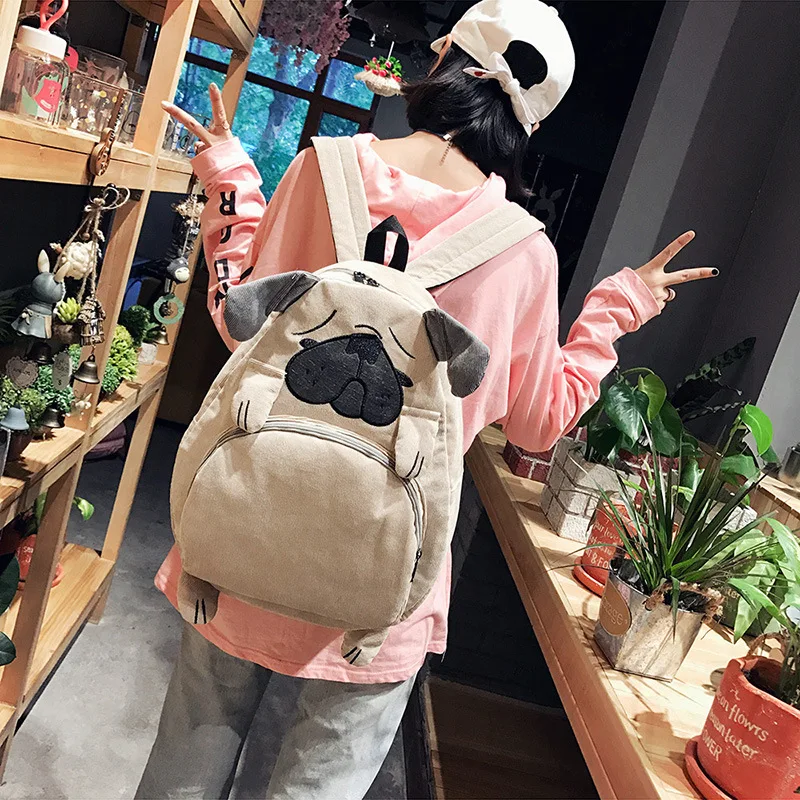 Personalized Corduroy Backpack Funny Cartoon Animal Large Capacity Book Bag Customized Embroidery Name Gift Bag