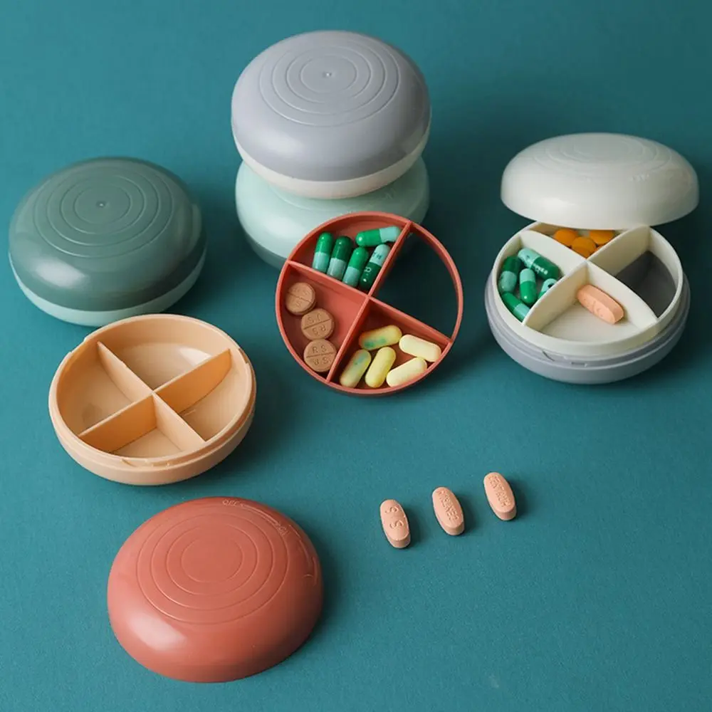 Mini Round Pill Box Empty 7 Grids Pill Case Sealed Large Capacity Medicine Storage Box Travel