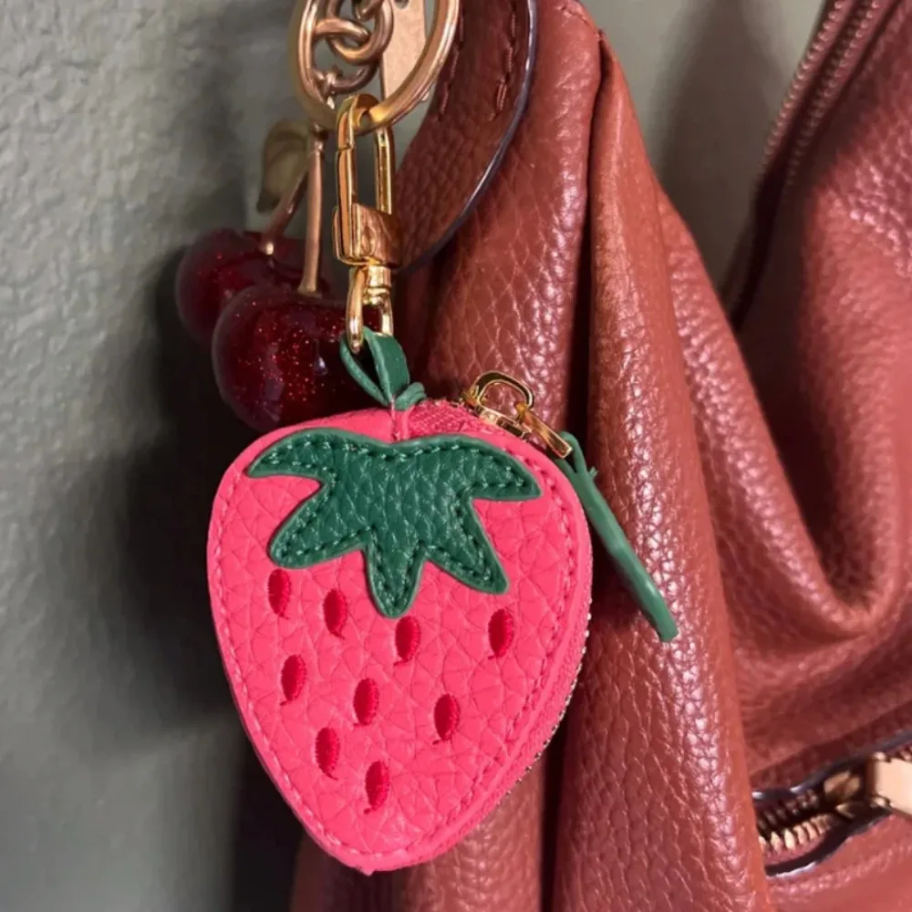 

Fashion Design Cute Fruit Shape Coin Purse PU Leather Zipper Kid's Coin Pouch Exquisite Lemon Bag Keychain Pendant Women