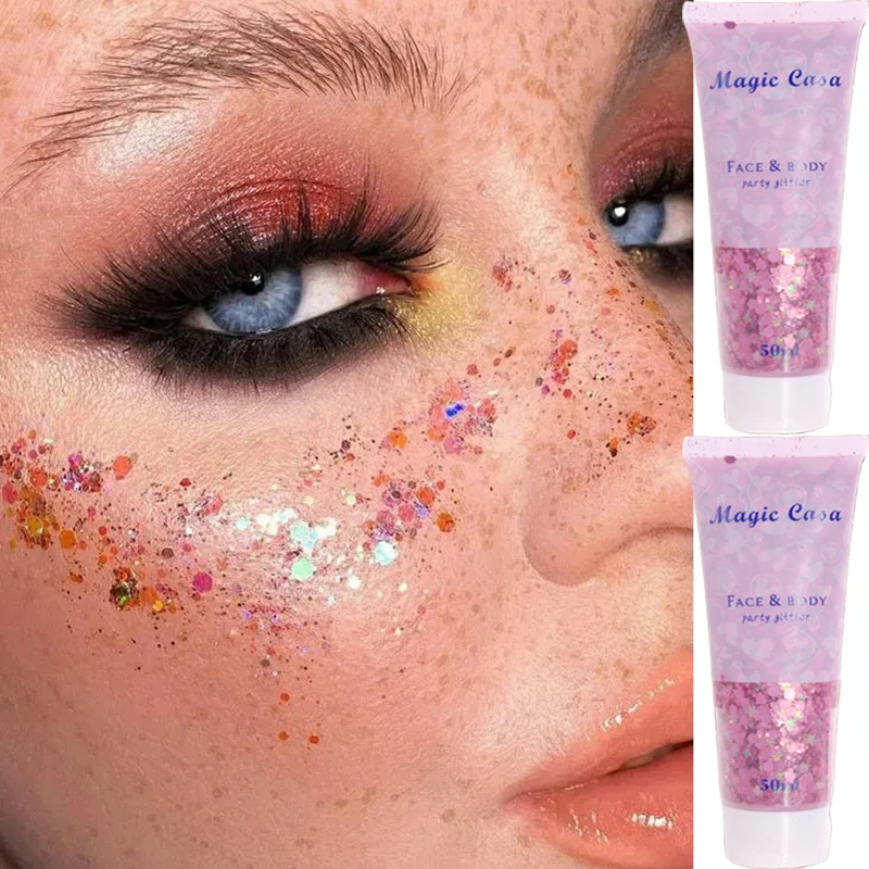 Glitter Jewel sombra de ojos lentejuelas Gel sirena uñas cabello cuerpo cara brillo Gel loción brillo ojos brillo maquillaje Festival decoración de fiesta