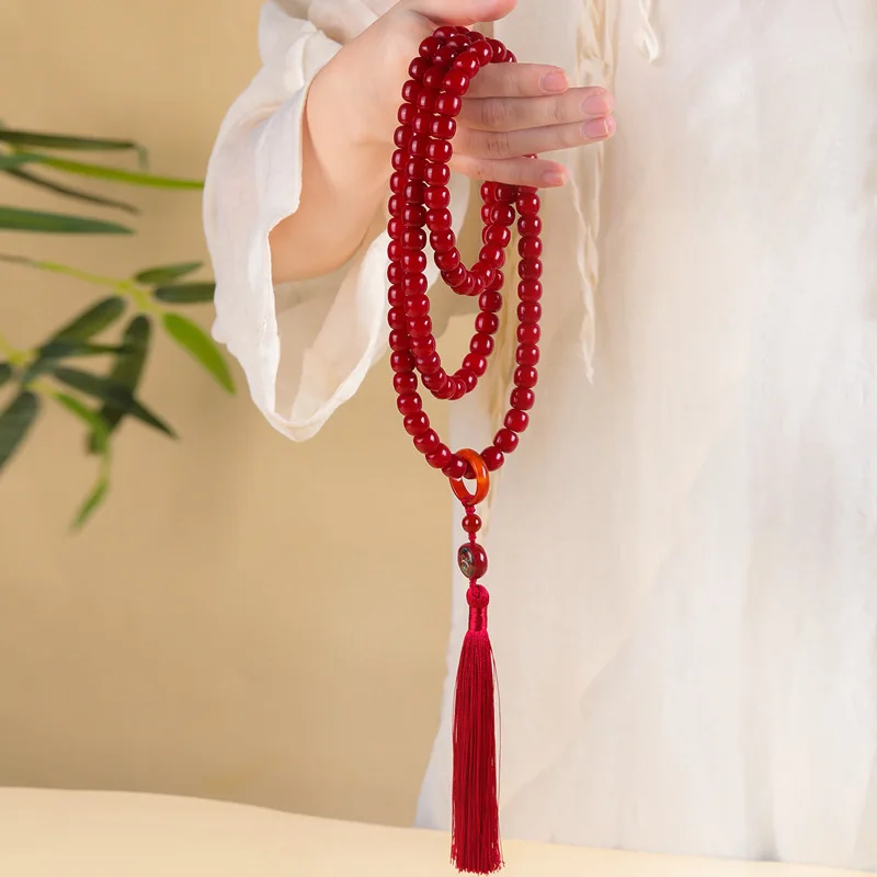White Jade Bodhi Root , , Prayer , Bracelet, Necklace, Rosary, Buddhist Beads, 108 Pieces,