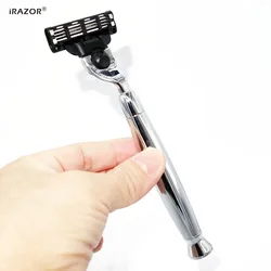 IRAZOR Manual Razor Handle for Men, Metal Made Knife Holder, Shaver Shaving, Beard Cutting Tool, New Crafts, Mach 3 Blades