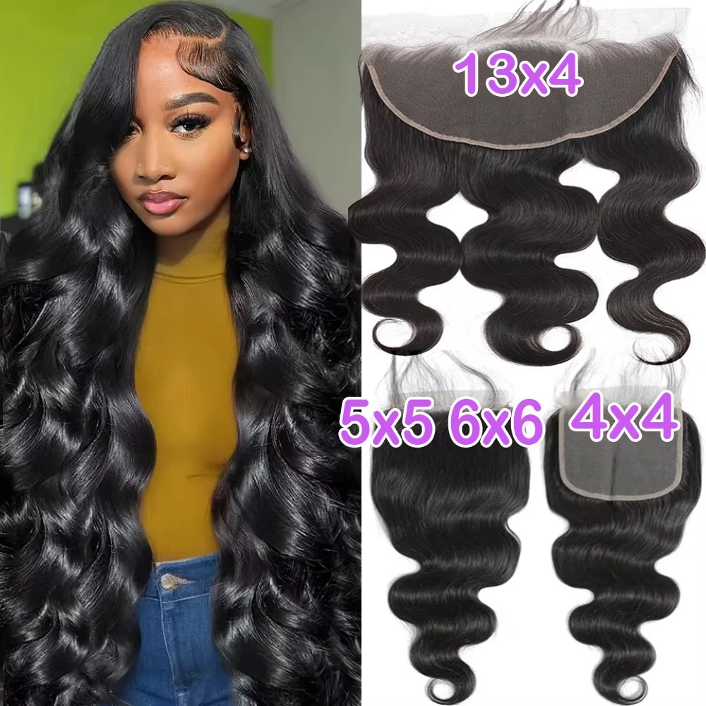 13x4 13x6 Frontal Lace Only 4X4 5X5 6X6 Lace Closure Human Hair 20 22 24 Inch Body Wave 2x6 HD Lace Closure Pre Plucked With Baby Hair Fast Shipping