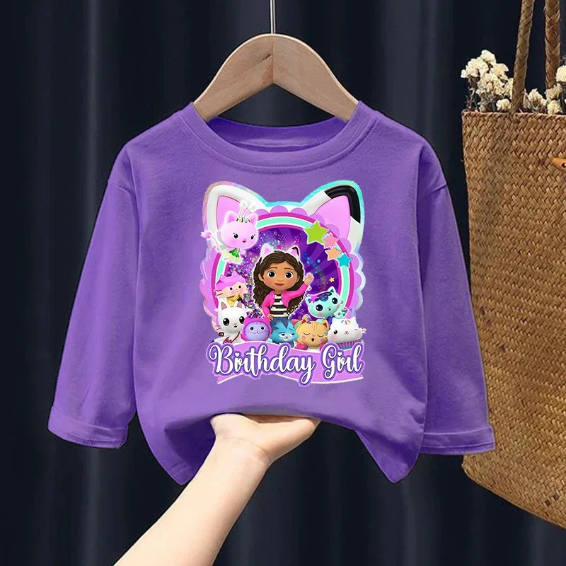 Gabby Dollhouses Children's Long Sleeve Sweatshirt Blouse Anime Cartoon Print for Girl Kids Thin Pullover Clothing Toddler Tops