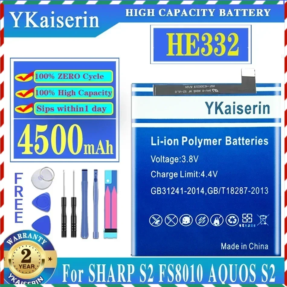 YKaiserin 4500mAh Batteries For SHARP FS8010 AQUOS S2 HE332 Good Quality Mobile Phone Battery