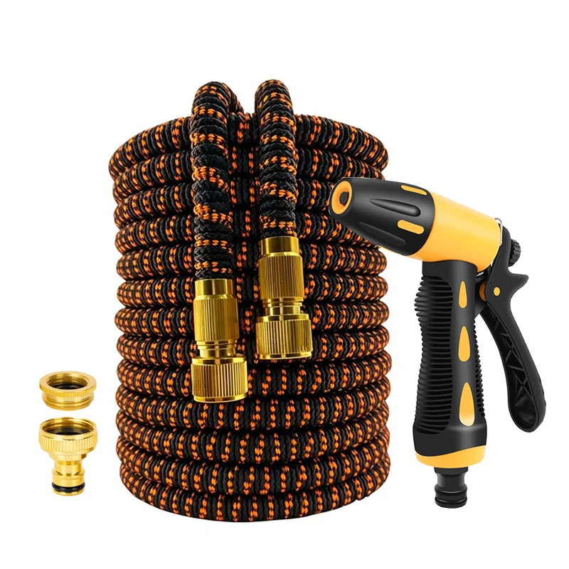 25FT-100FT Flexible Garden Hose Expandable Magic Water Pipe High Pressure Car Wash Nozzle Spraye Washer Gun Irrigation Tool