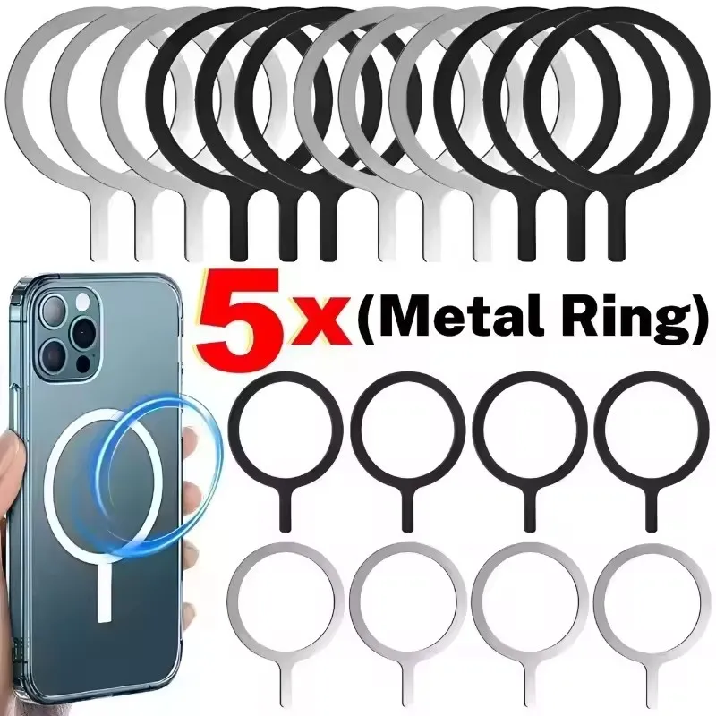 Stainless Steel Universal Magnetic Metal Plate Ring For Magsafe Wireless Charger Iron Sheet Sticker Magnet Car Phone Holder