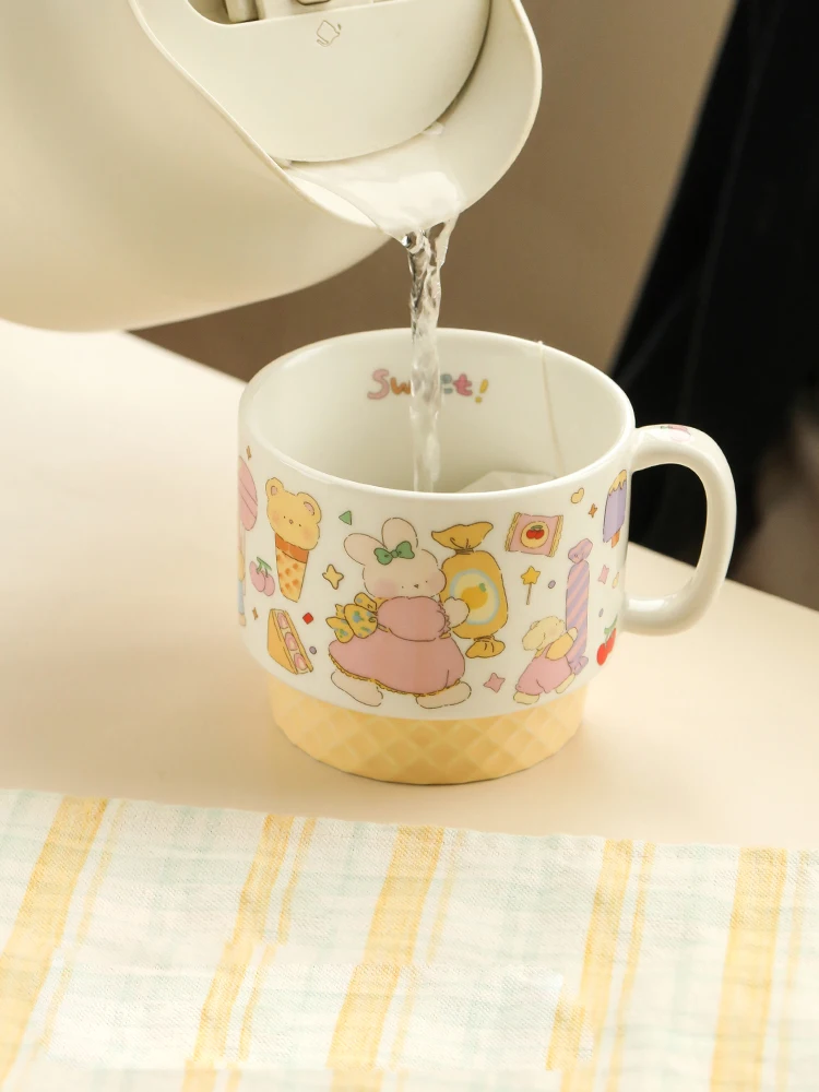 Home Ice Cream Mug High Appearance Level Milk Fufu Water Cup Creative Cartoon Ceramic Cup Milk Cup