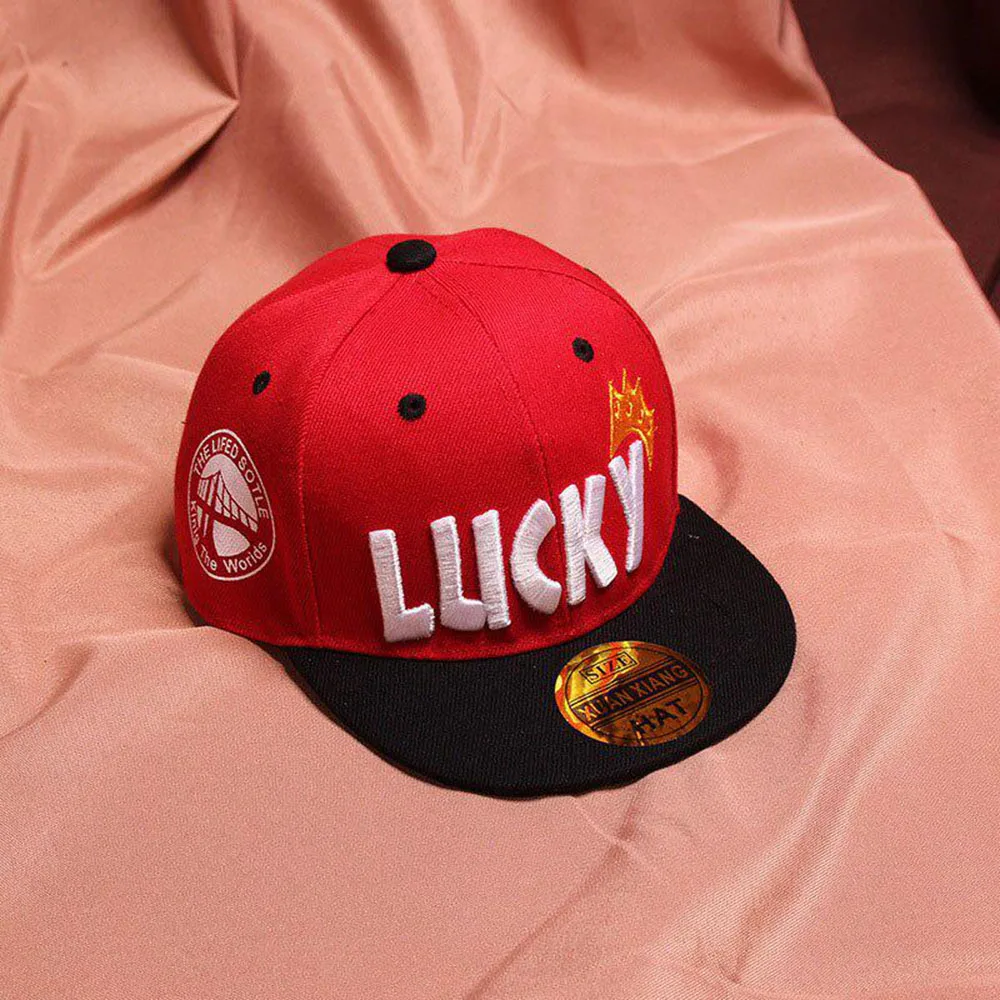 Lucky Baby Boys Sun Hat Embroidery Cotton Girls Baseball Caps Kids Children Hip Hop Hats 3-10 Years