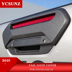 ABS Chrome Black Carbon Rear Tailgate Plate Cover For Toyota Hilux 2021 2022 2023 4x4 Car Styling Accessories