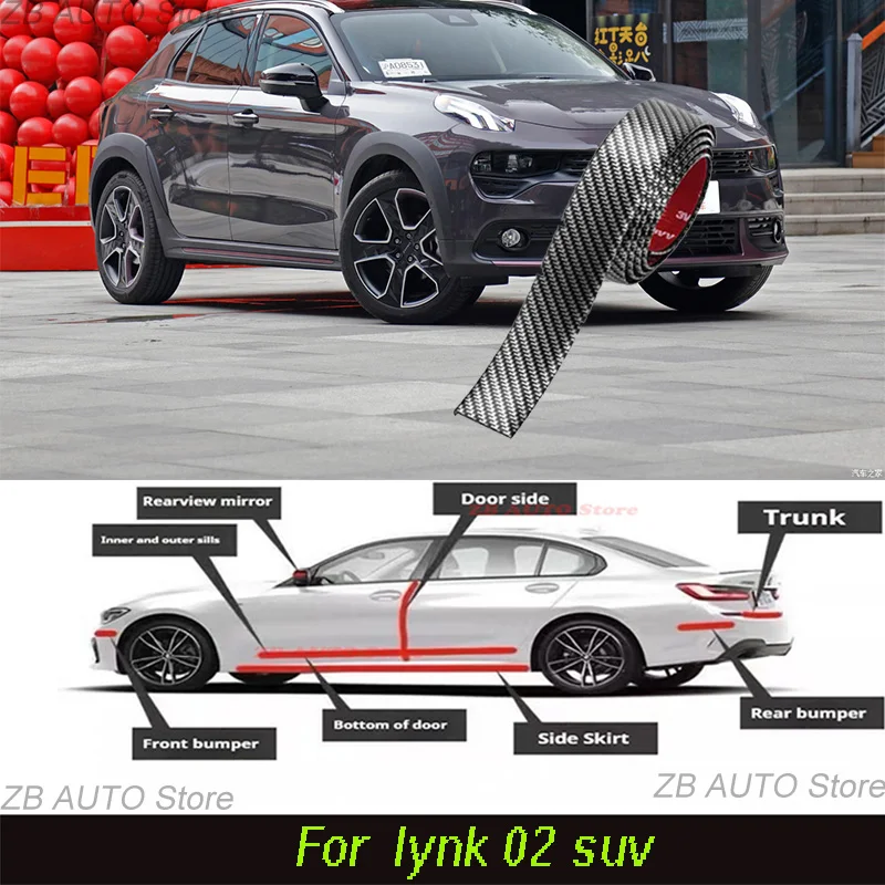 

For Lynk 02 Suv Strong adhesive bumper strip, front and rear lip side skirts, collision and scratch resistant suitable