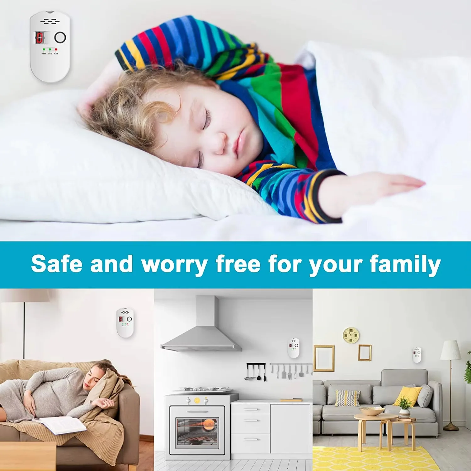 Rilevatore di gas CHZHVAN, rilevatore di perdite di gas GPL/gas naturale/carbonio e monitor propano butano Display digitale a LED Spina UE per cucina