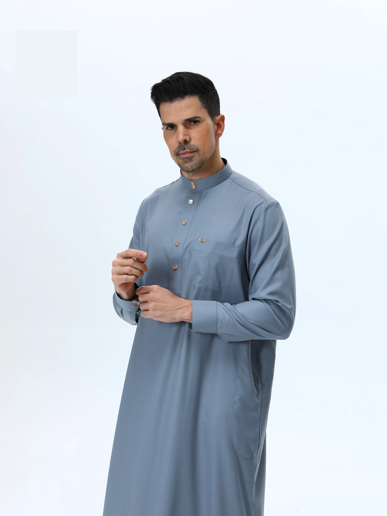 Aman Abaya Long Sleeve Jubba Thobe for Men Kaftan Pakistan Muslim Saudi Arabia Djellaba Islam Clothing Prayer Robe Afghan Dress
