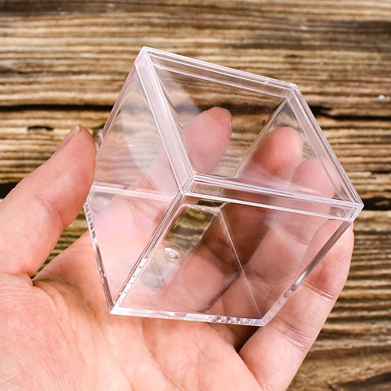 1Pc Transparent Acrylic Boxes With Cover Plastic Organizer Small Gift Square Packing Box Food Candy Storage Container For Home