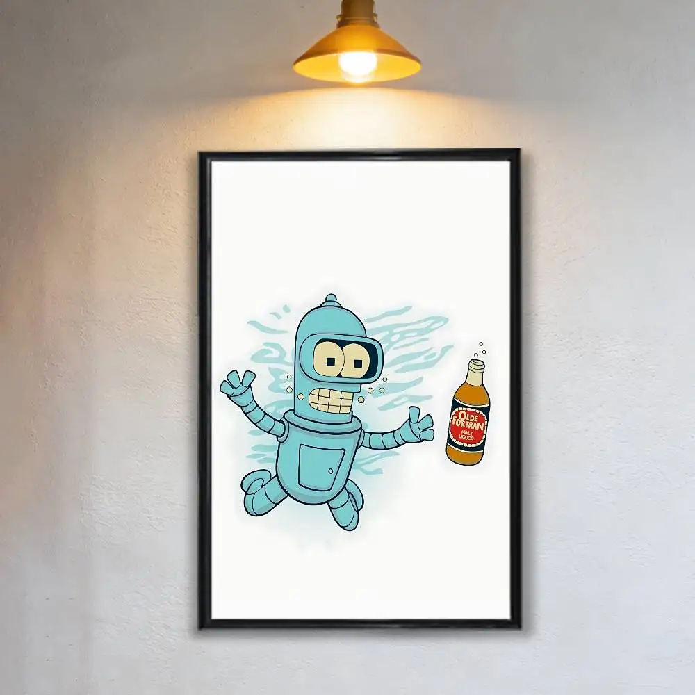 hot cool F-Futurama Bender Poster HD Art Wall Waterproof Home Living Room Bedroom Bar Aesthetic Decoration