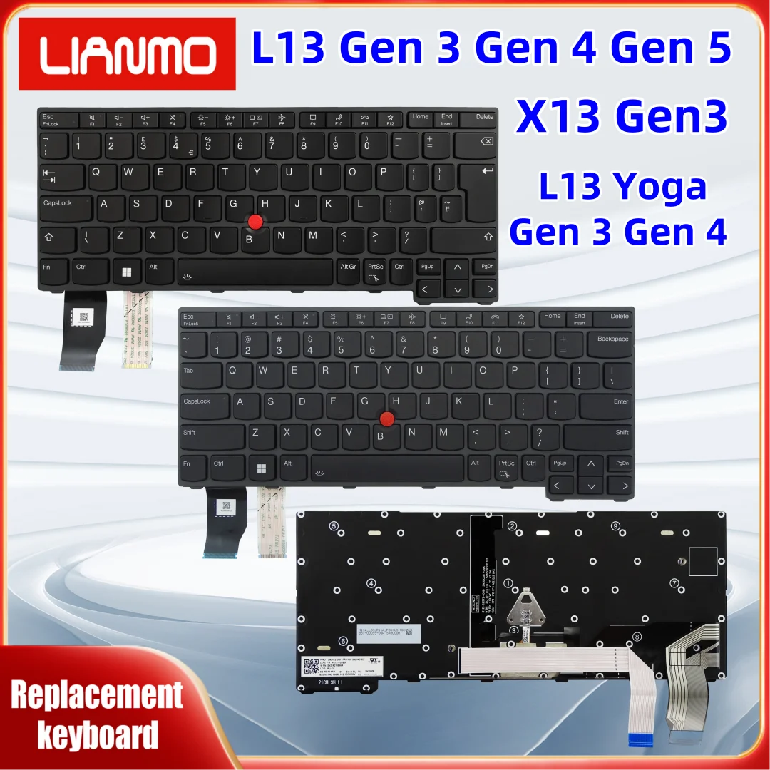 Teclado americano e reino unido para lenovo thinkpad x13 gen3 l13 gen 3 gen 4 gen 5 l13 yoga gen 3 gen 4 teclado de laptop