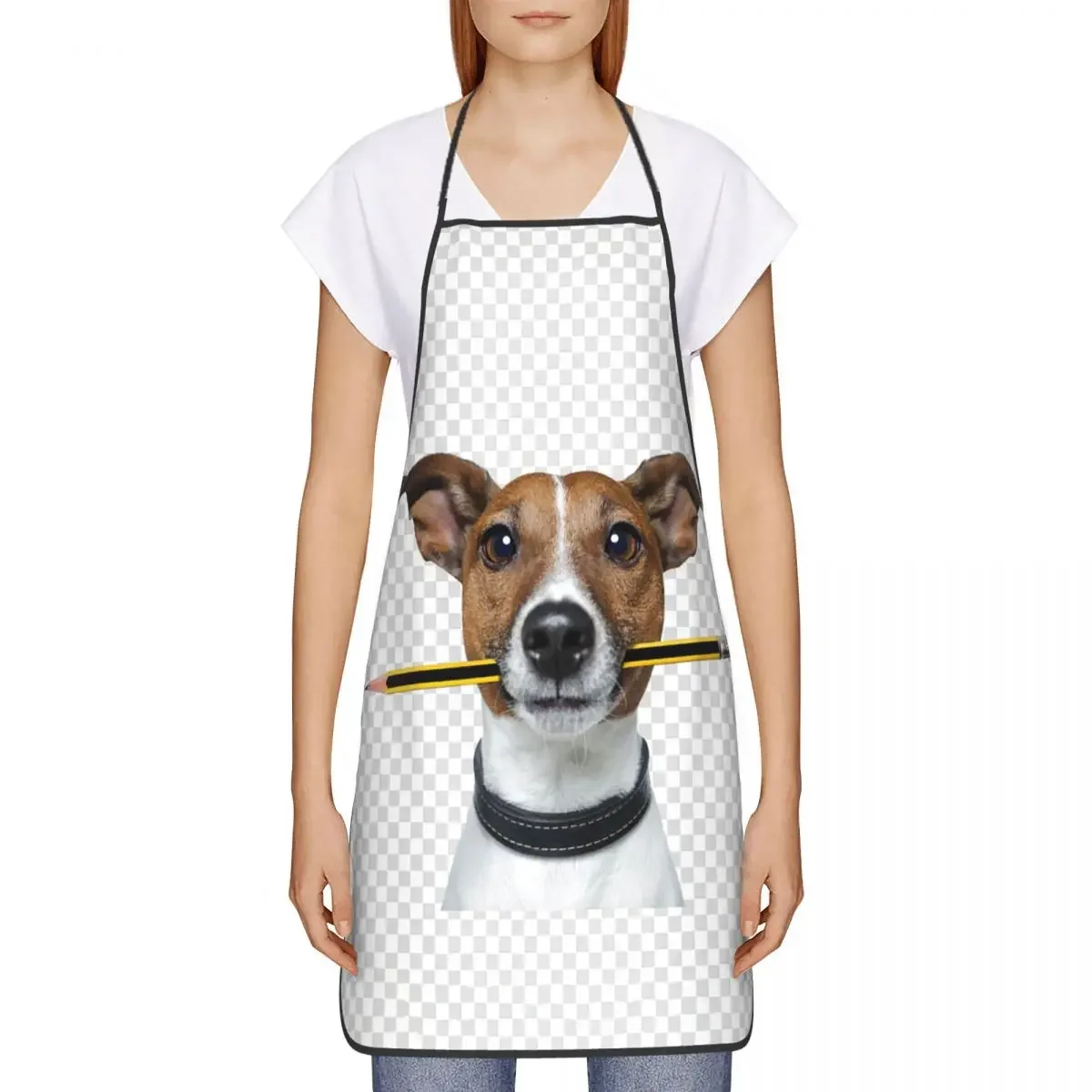 Funny Jack Russell Terrier Dog With Pencil Bib Aprons Men Women Unisex Kitchen Chef Animal Tablier Cuisine for Cooking Baking