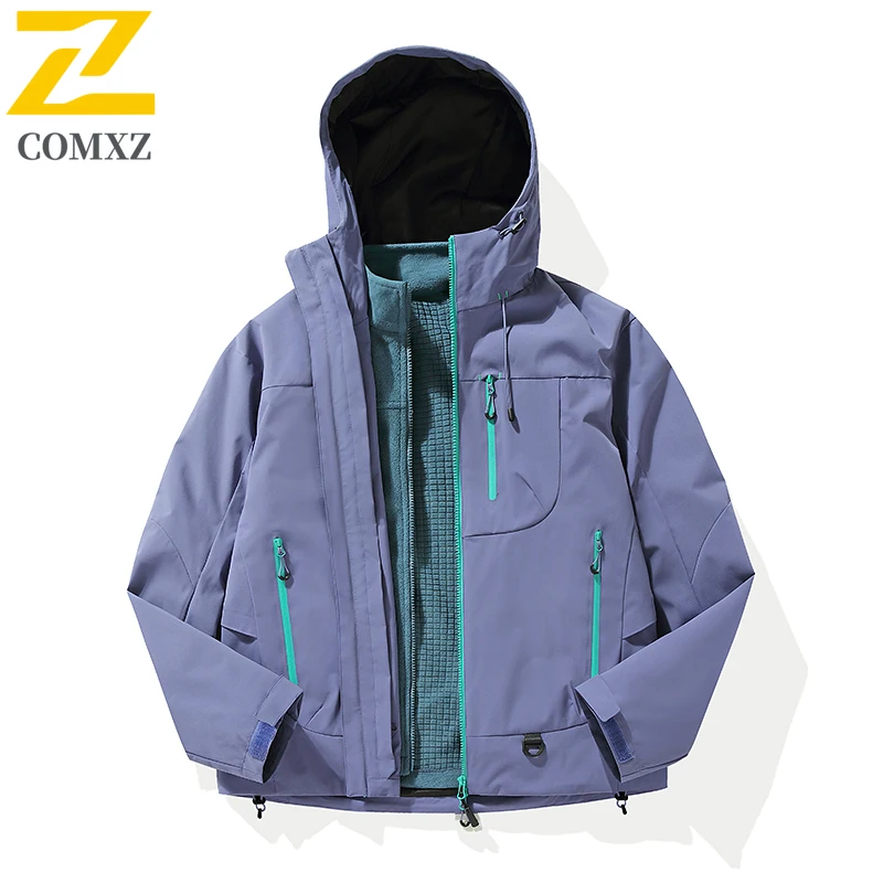 

Men Charge Jacket 2025 New Three in One Windproof Waterproof Loose Breathable Hooded Jacket Outdoor Camping Hiking Zipper Jacket