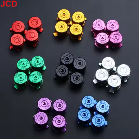 JCD 1set For PS3 PS4 Controller ABXY Metal Button Cap Kit Game Board Parts Aluminum Bullet Head Directional Button Parts