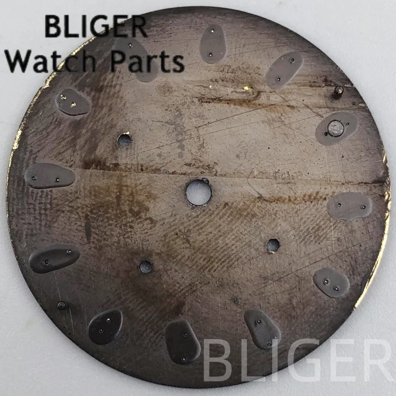 BLIGER 31.5mm 6-pin Quartz Watch Dial Black Red Colour With VK63 Watch Hands Super Green Luminous Fit VK63 VK63A Quartz Movement
