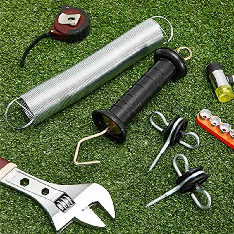 -ABGQ 8 Pieces Electric Fence Gate Handle Kit Electric Fence Gate Kit Anchors Spring Gate Handle Kit