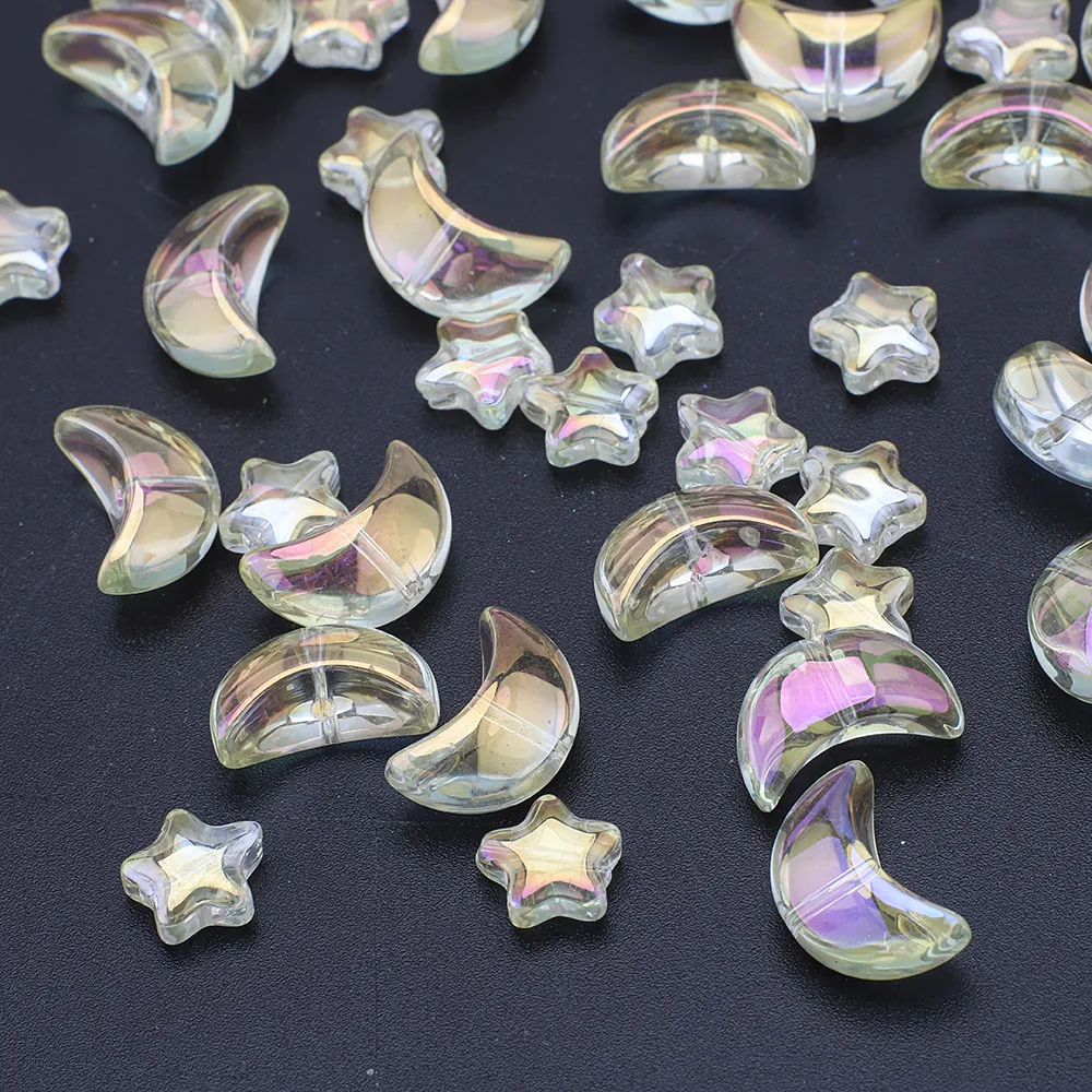 60Pcs Mixed Kristall Glas Stern Mond Lose Anhänger Perlen Handwerk Für DIY Herstellung Von Schmuck Handgemachte Earing Halskette Zubehör
