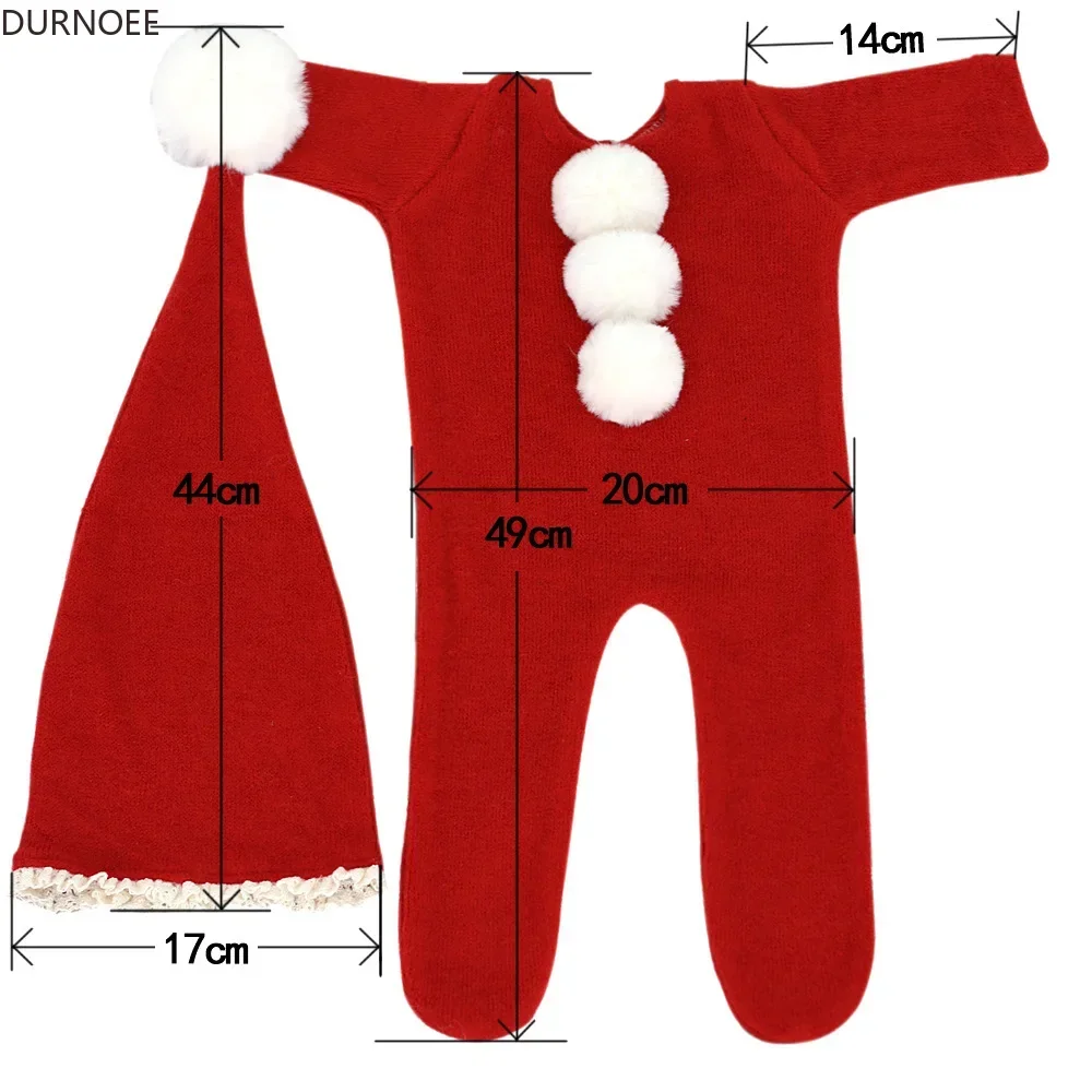 신생아 사진 촬영용 크리스마스 모자 롬퍼, 아기 사진 촬영 소품 의류
