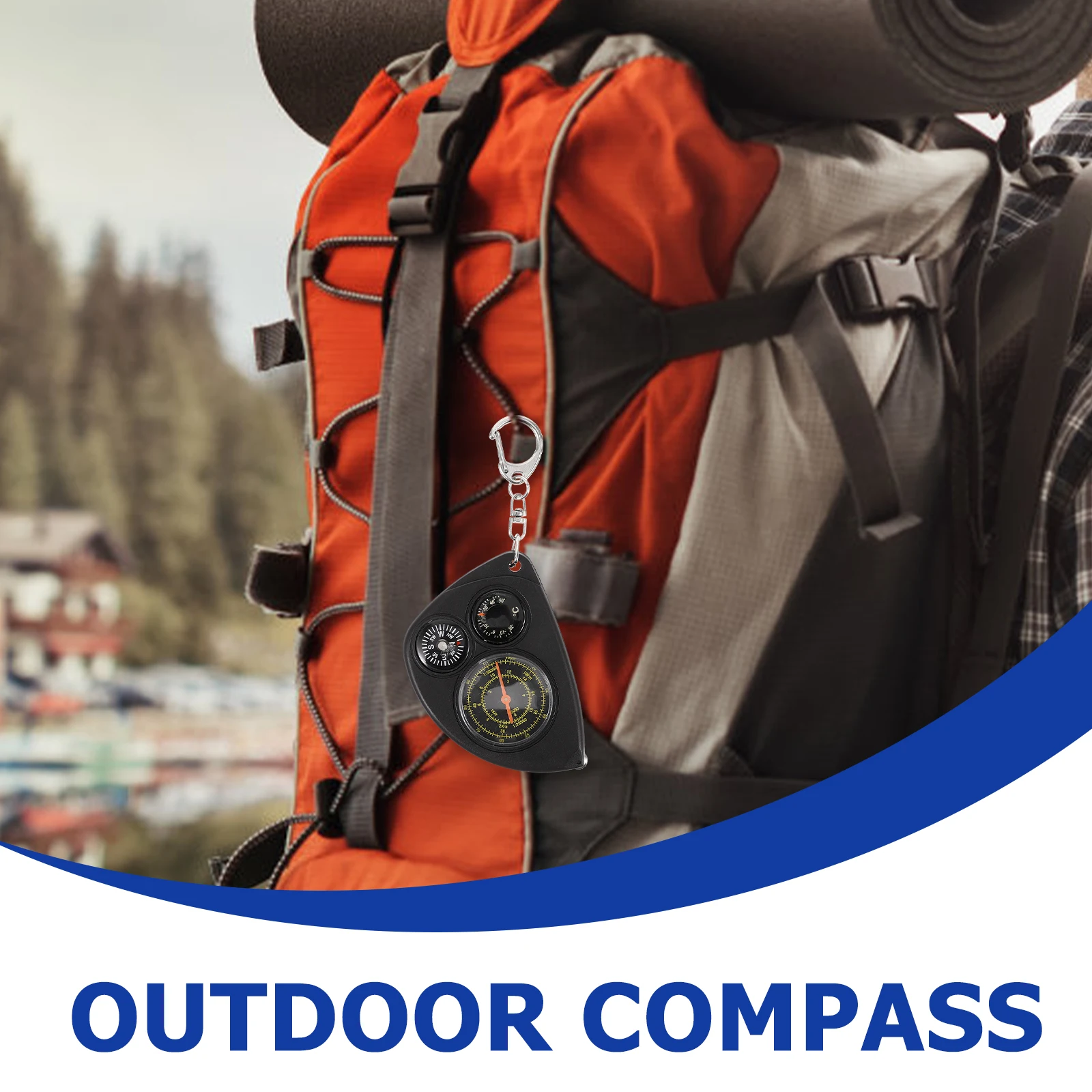 

Keychain Compass Outdoor Hiking Pocket Durable Portable Buckle Hunting Climbing Accessories Convenient Travel Gear