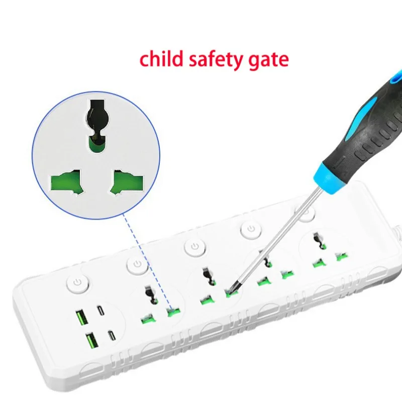 UE Wielka Brytania Stany Zjednoczone Listwa zasilająca z wtyczką z 2 portami USB 2 typu C 2M Przedłużacz Gniazdo Zabezpieczenie przeciwprzepięciowe