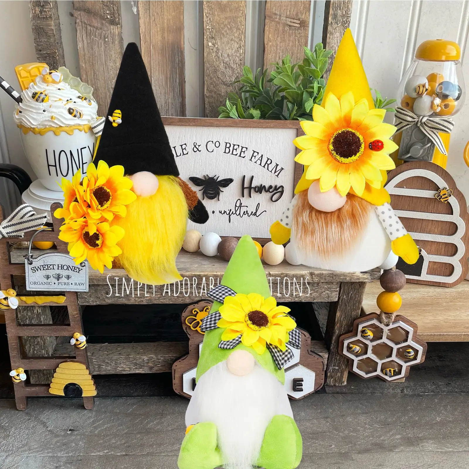 Muñeca sin rostro de verano, gnomo, girasol, elfo, gnomo, Goblin, colores de otoño, barba larga, adorno de estatuilla