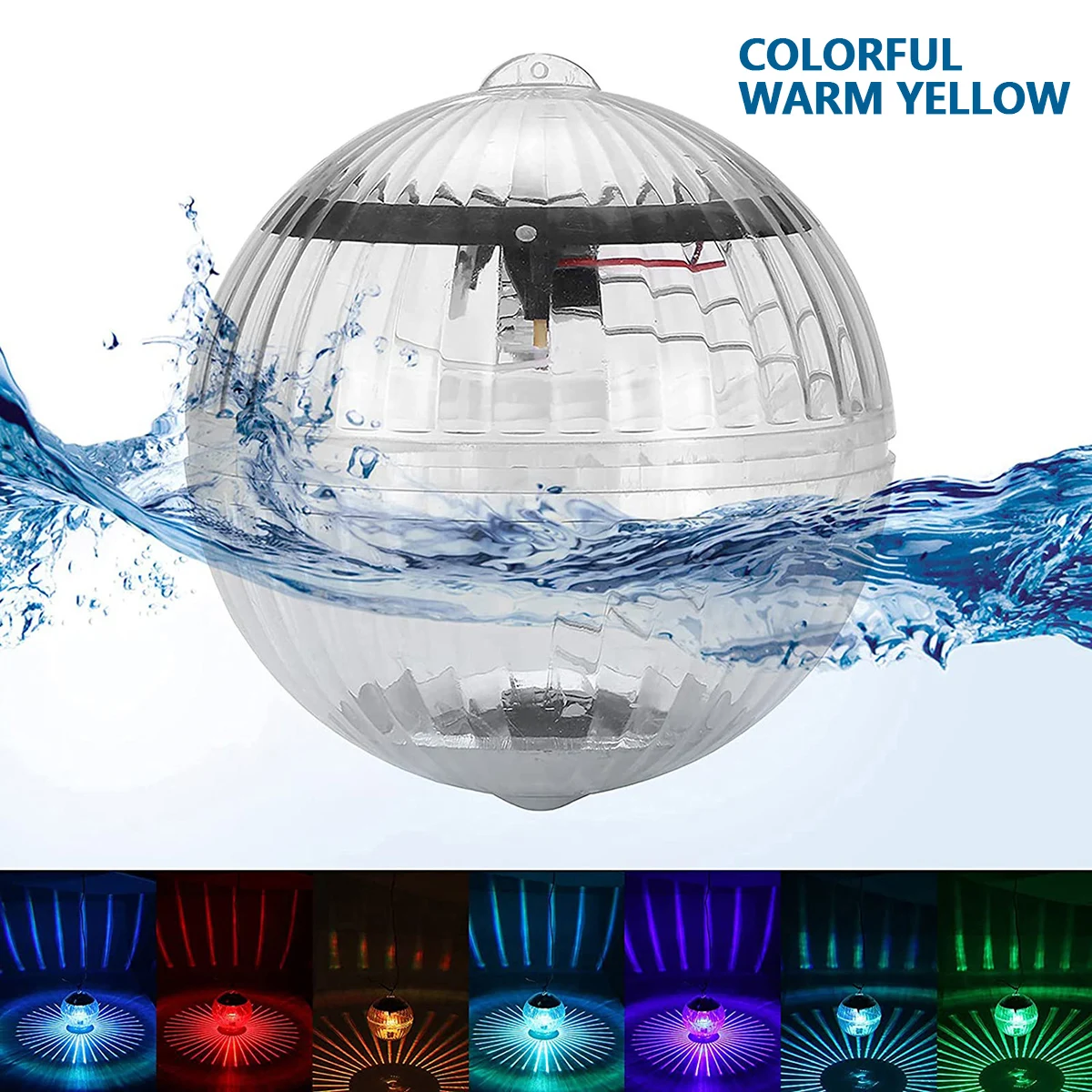 2Pcs Solar Floating Pool Light Underwater Ball Lamp Waterproof Outdoor Floating Solar Night Light Party Decor Swimming Pool Lamp