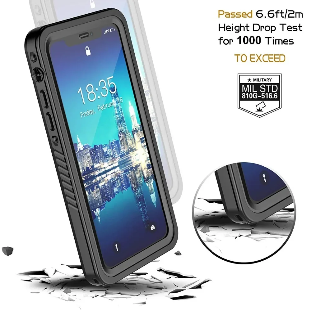 IP68 Swim Run Outdoor Sports  Case for iphone 15 14 13 12 Pro MAX Plus Diving Rugged Clear Back Cover Screen Protector