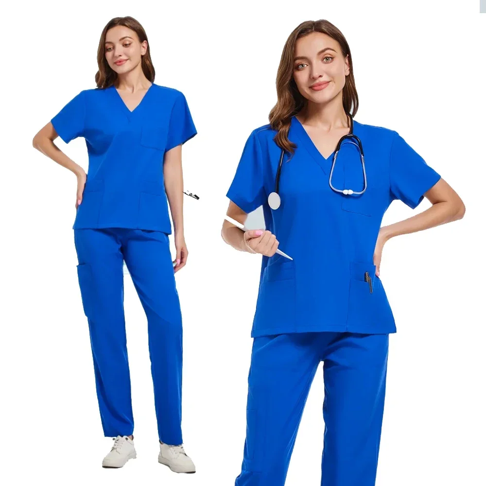 Uniforme médico Slim Fit para mulheres, Conjuntos de esfrega, Acessórios de enfermagem, Vestidos de cirurgia hospitalar, Clínica odontológica