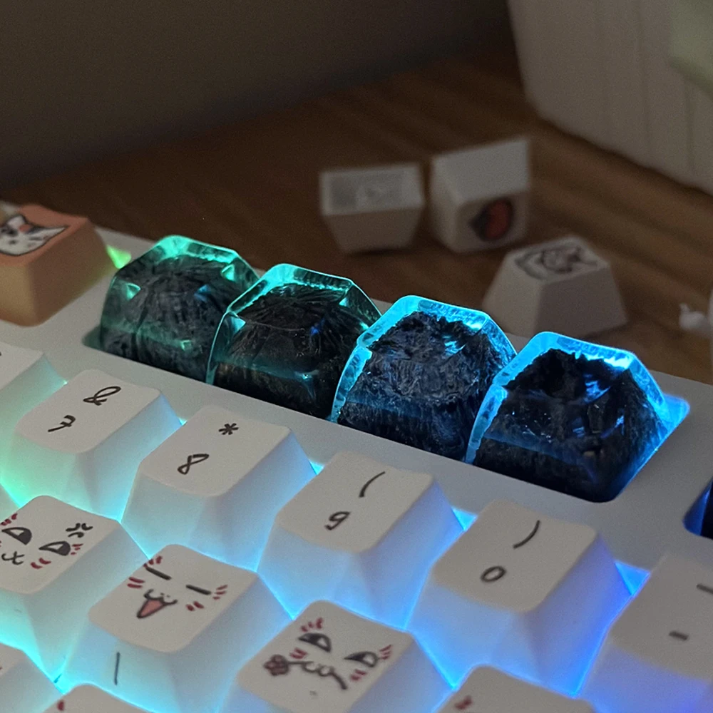 1 pçs de alta qualidade epóxi diy translúcido ouro/prata montanha/canyon eixo cruz teclado mecânico keycap acessórios universais