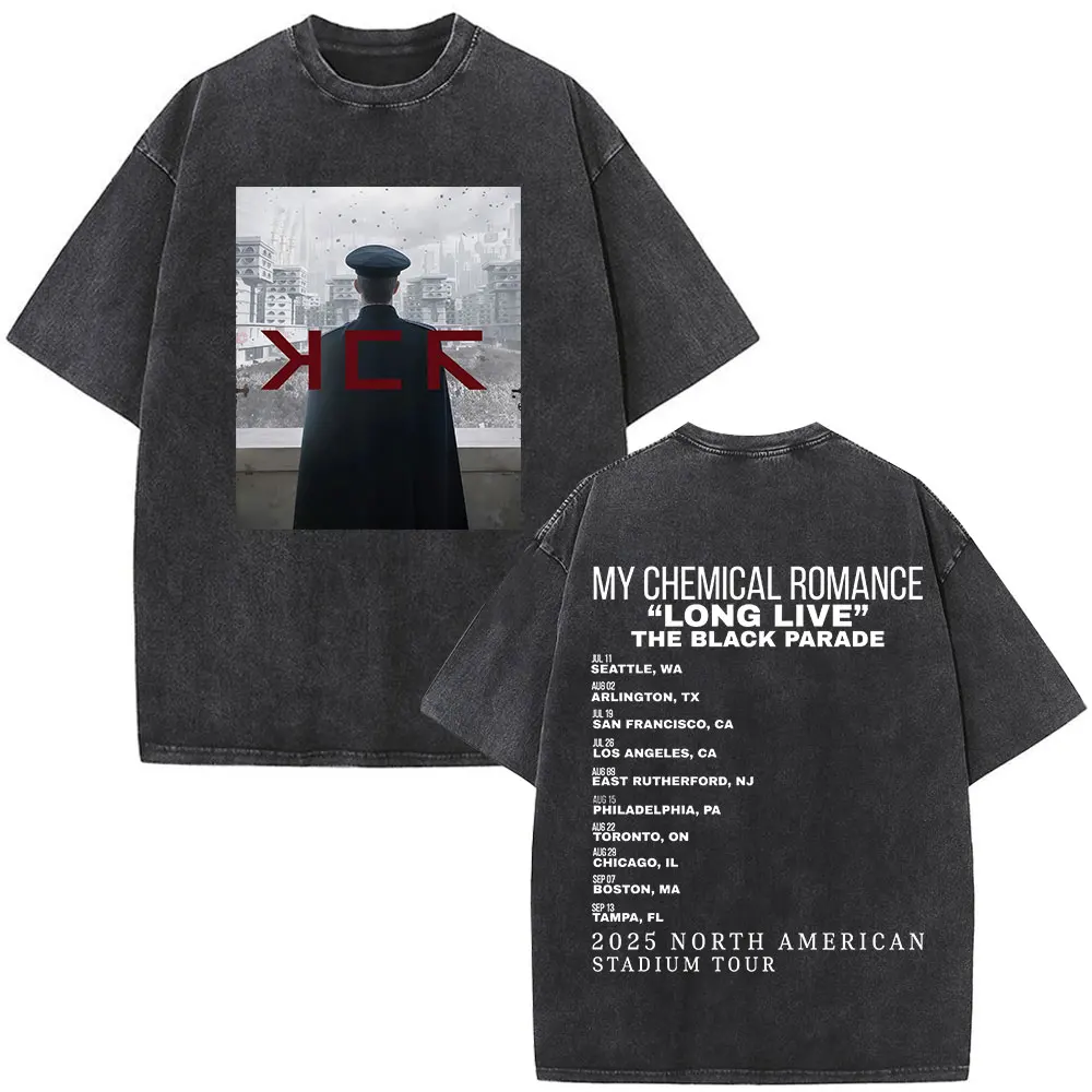 Rock Band My Chemical Romance Washed T-shirt Long Live The Black