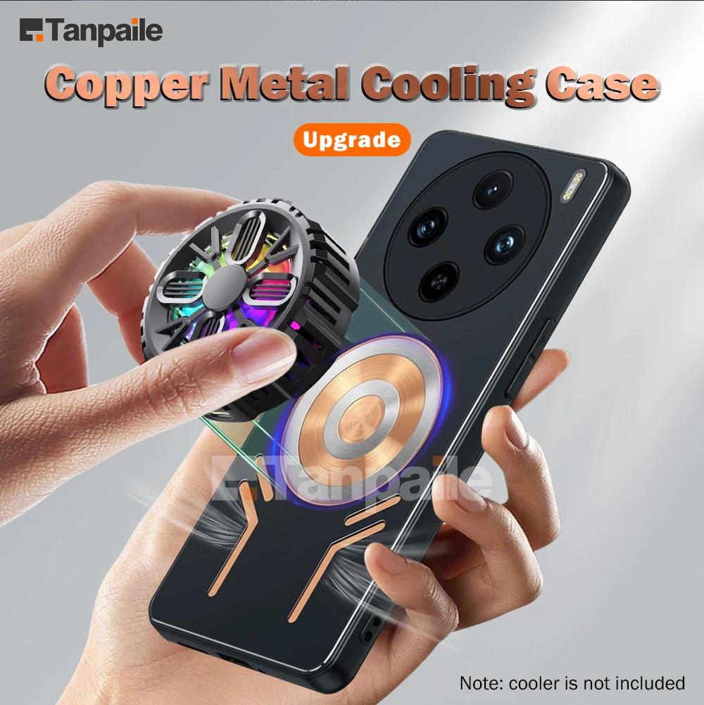 

For Vivo X200 Pro Mini X100S X90 X80 Ultra Copper Metal Cooling Case Shockproof Gaming Heat Dissipation Bumper Funda