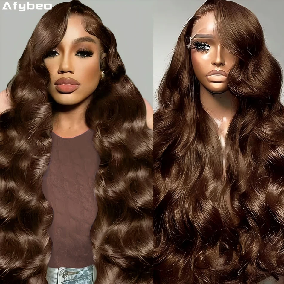 الشوكولاته براون خصلات الشعر المستعار الإنسان 13X6 Hd الدانتيل الباروكة الأمامية الملونة الجسم موجة الدانتيل شعر مستعار أمامي قبل قطعها البرازيلي الأصلي 30 بوصة