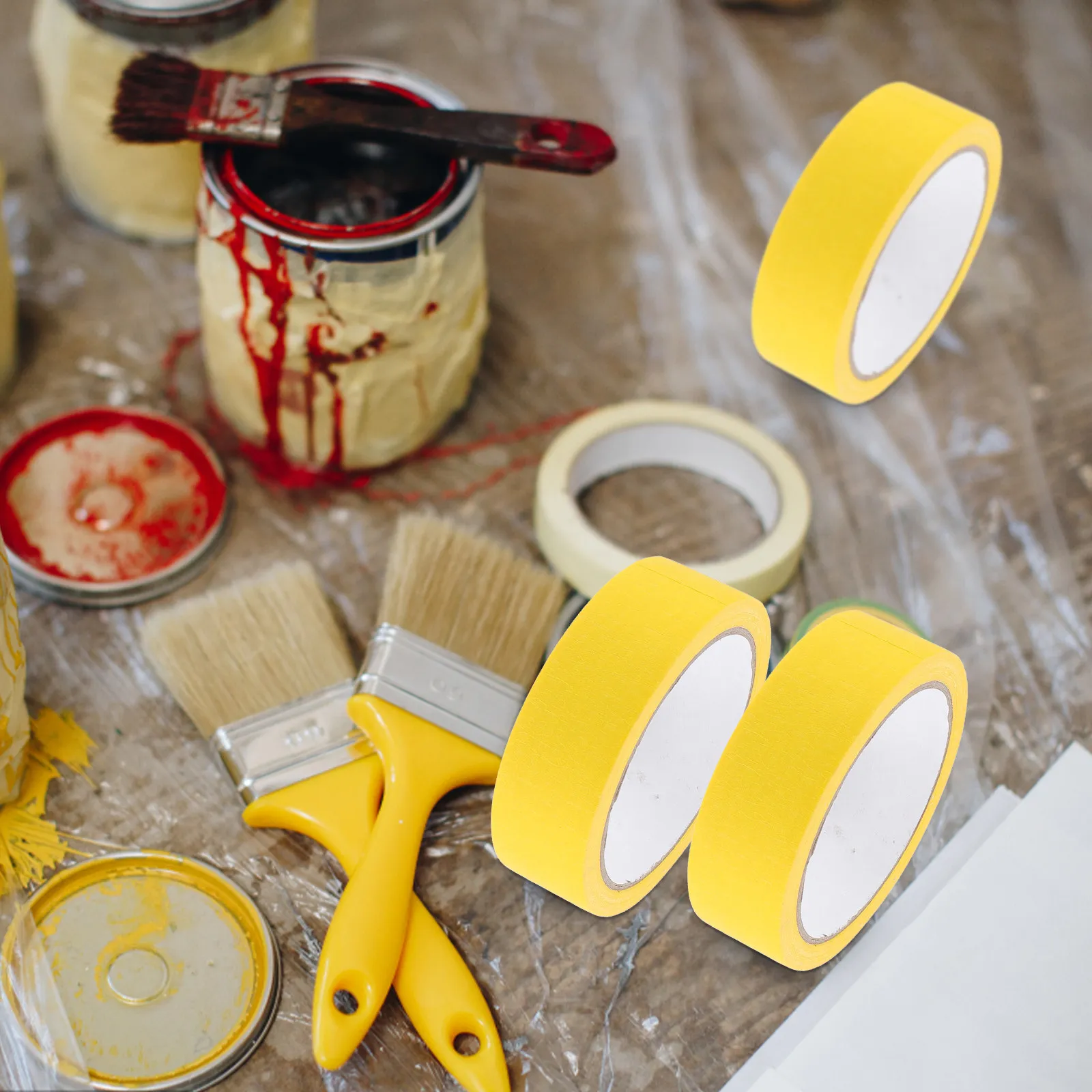 

4 Rolls Art Painter Tape Easy Peel Masking Tape for Spraying Drawing Car Painting DIY Craft Projects on Drywall Painted Surfaces