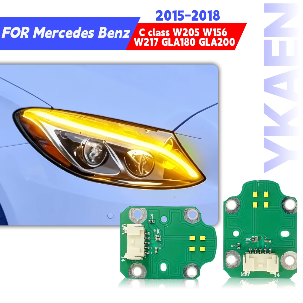 

Желтые светодиодные панели Angel Eyes DRL для 15-18 Mercedes Benz C class W205 W156 W217 GLA180 GLA200 дневные ходовые огни A2059060601