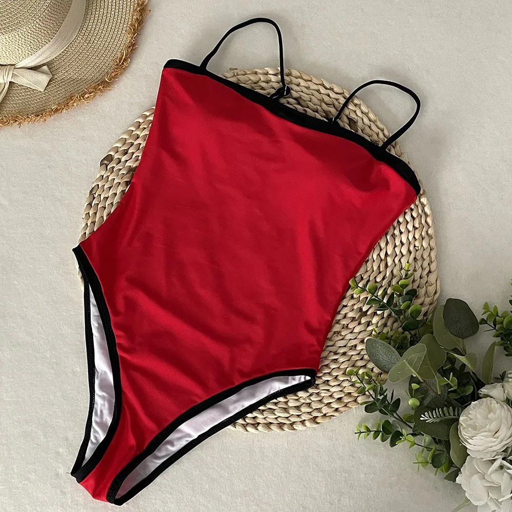 2025 New Sexy Splicing High Leg Cut Women Swimwear One Piece Swimsuit Female Monokini Padded Bather Bathing Suit Swim