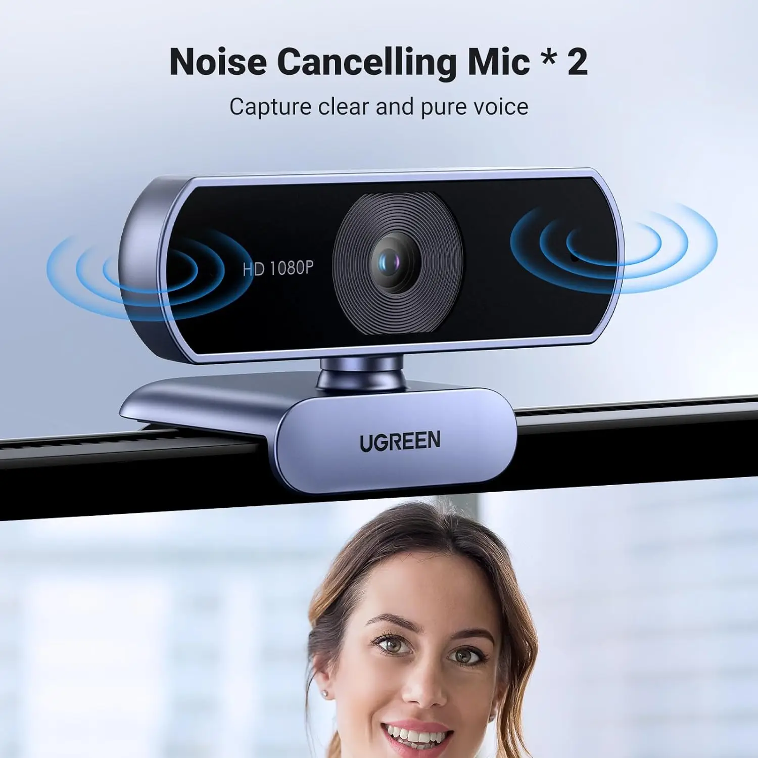 UGREEN 1080P Webcam with Microphone Full HD USB Web Adjustable FOV Noise-Canceling Ideo Webcam for Streaming