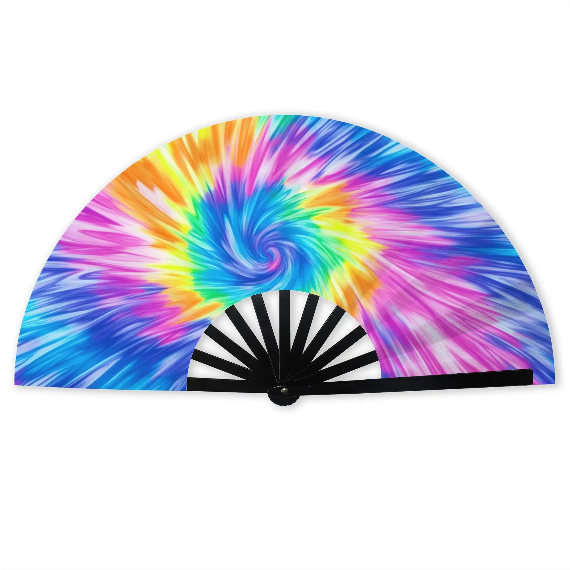 Personalised Tie Dye Promotional Gift Hand Fan Party Abstract Style Color Durable Folding Fans Novelty Bulk Pack Fan