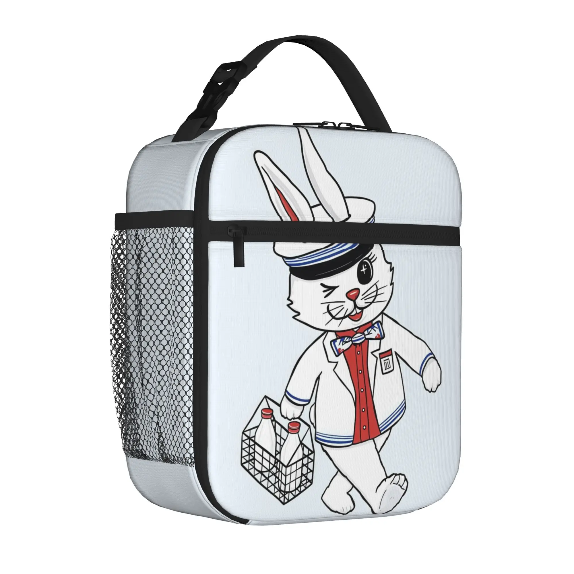 1 Piece Zipper Closure vintage hare Storage Bag Pocket White Rabbit School Lunch Food Box Reusable For Lunch Food Bag
