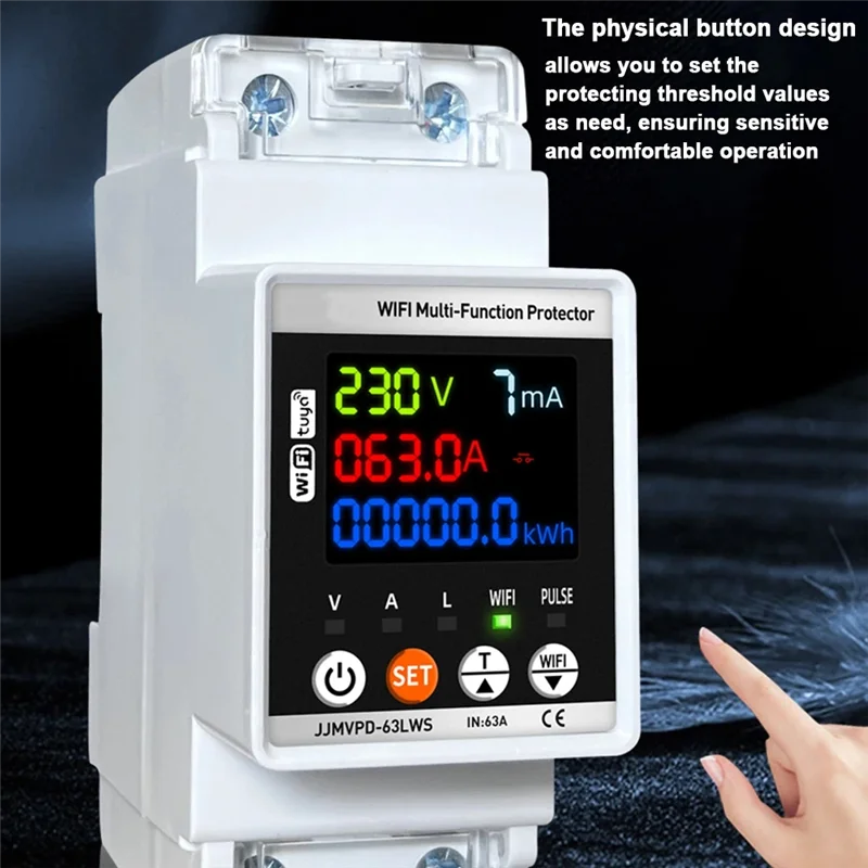 B03B-Tuya Wifi Smart Energy Meter Multifunction Automatic Reclosing Protector Circuit Breaker Voltage Current Leak Protection