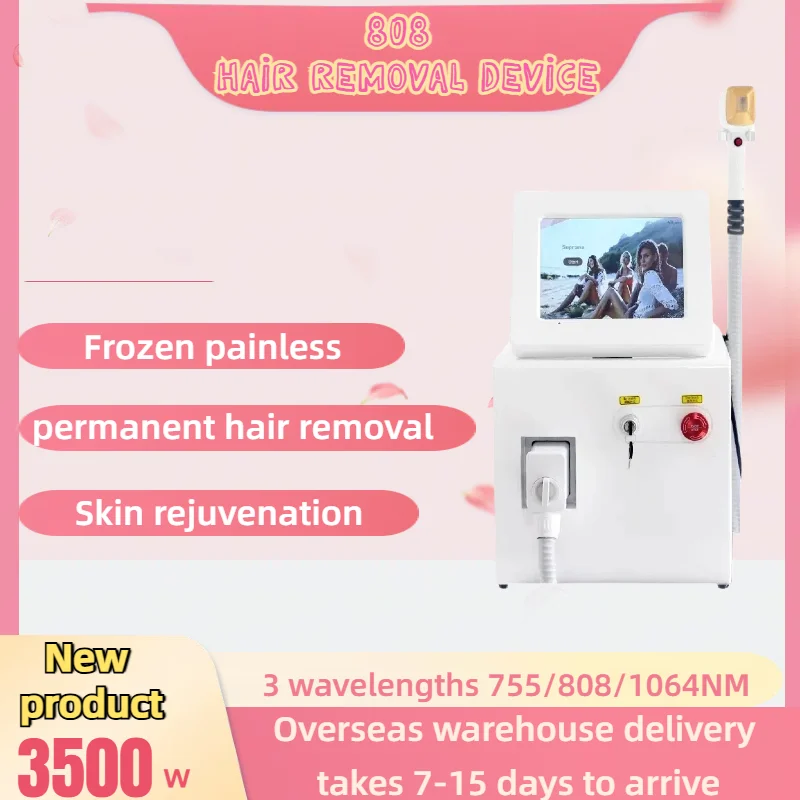 808nm diode laser painless epilator 3500w high-power ice 755, 808, 1064 wavelength, equipment hair removal machine